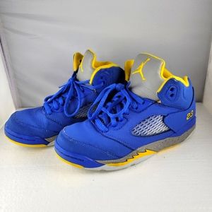 JORDANS 23 C13288-400 YOUTH BASKETBALL SHOES SIZE 3Y BLUE YELLOW GREY